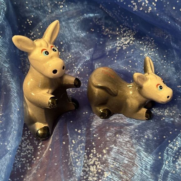 Vintage Ceramic donkey salt/ pepper shakers, Labeled Greece Salt 4” X 2” Each - Picture 1 of 16